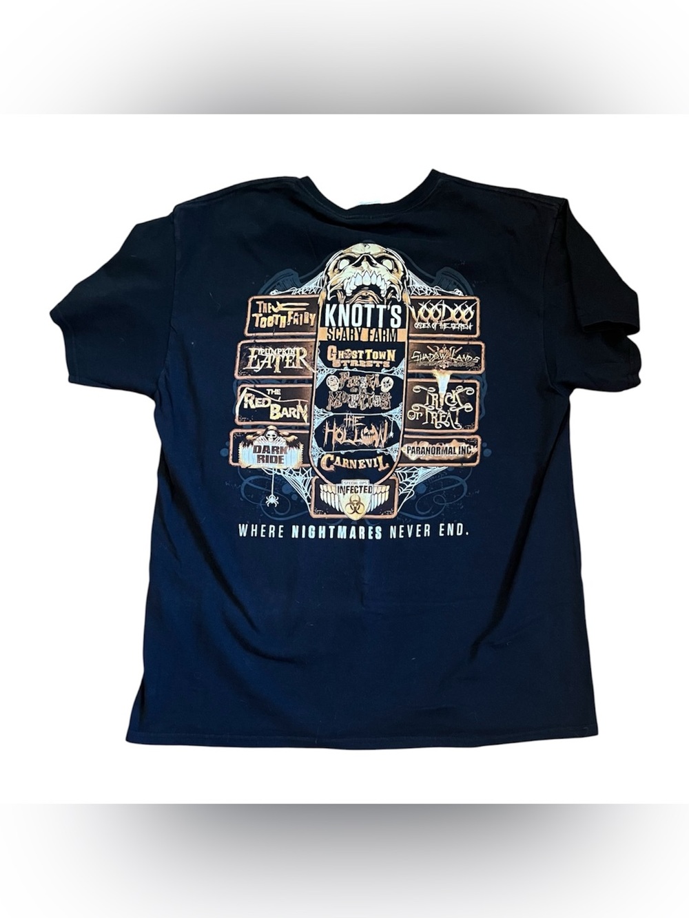 3/$20 💜 KNOTTS Scary Farm Halloween T-shirt 2017 L